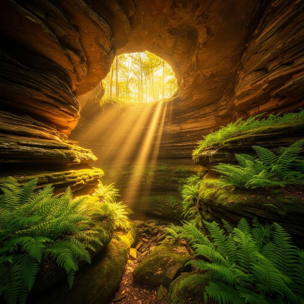 Morning light through a sandstone arch