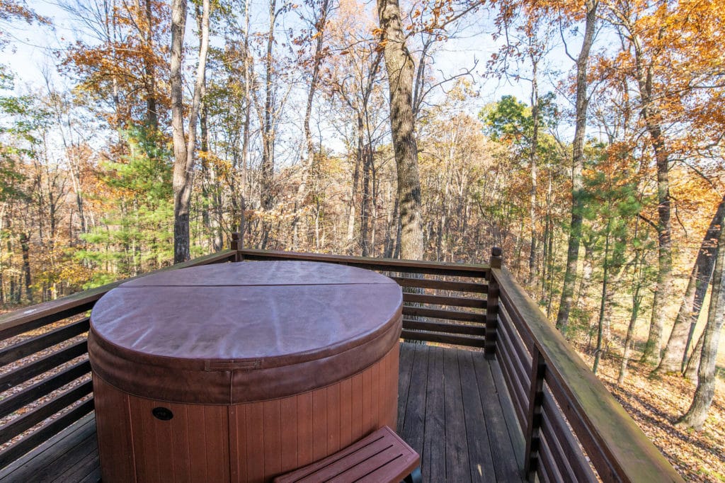 Hot tub at a Cabin in Red River Gorge